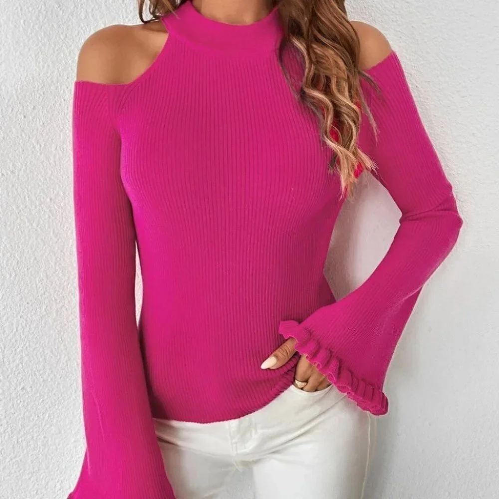 Pink Preppy Womens cold shoulder Sweater